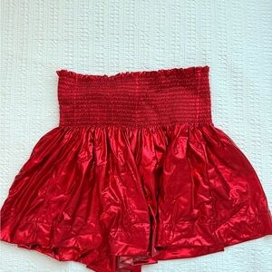Queen of Sparkles Red High Waisted Flared Shorts